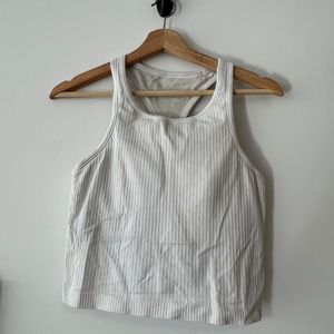 Lululemon Ebb To Street Cropped Racerback Tank Top - White - Size 8
